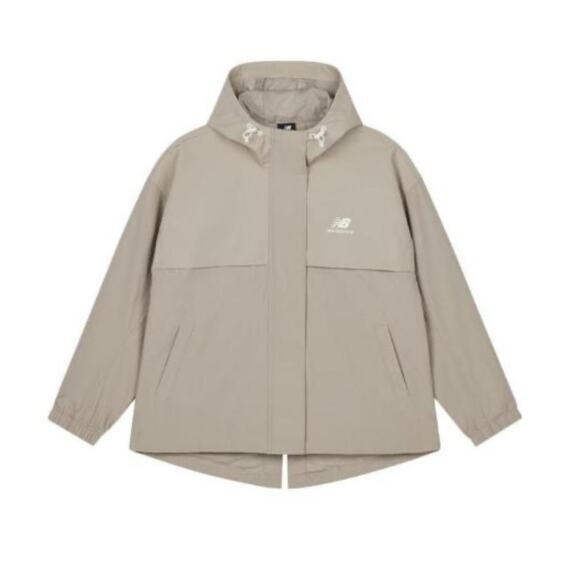 New Balance Beige Zip Hooded Windbreaker Size Small - Picture 1 of 9